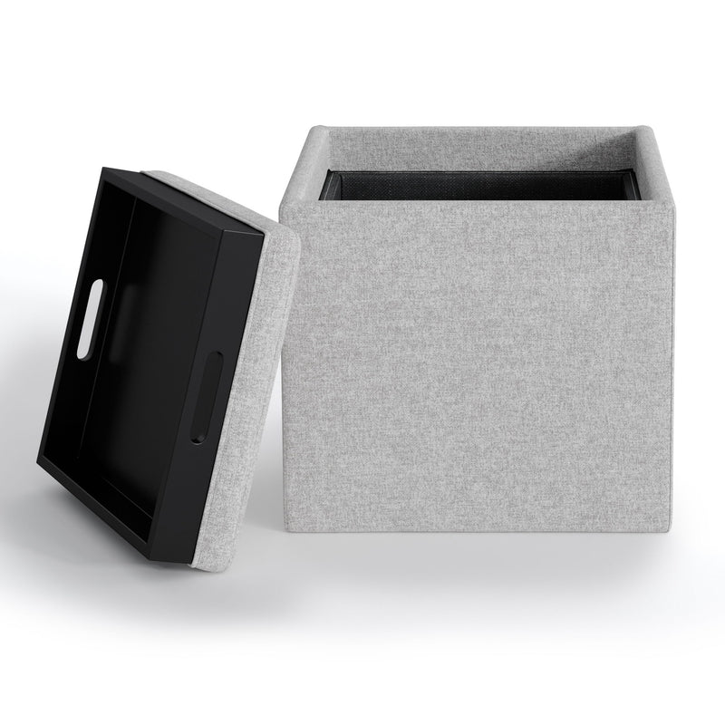 Rockwood - Upholstered Cube Storage Ottoman With Tray - R&R Furniture Gallery (Fountain Valley, CA)