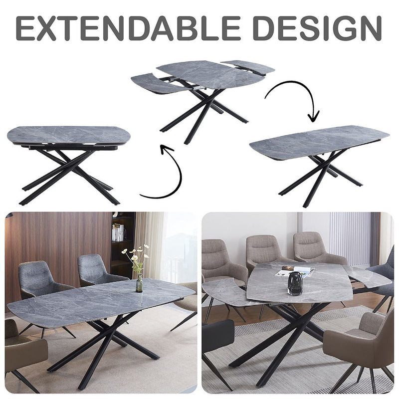 Hester - Ceramic Top Dining Table - Gray & Black - R&R Furniture Gallery (Fountain Valley, CA)
