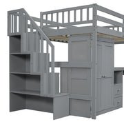 Loft Bed With Stairs, Bookshelf, Drawers, Desk & Wardrobe, Space Saving Multifunctional Furniture - R&R Furniture Gallery (Fountain Valley, CA)