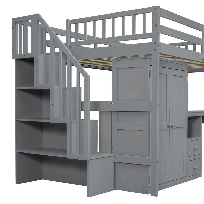 Loft Bed With Stairs, Bookshelf, Drawers, Desk & Wardrobe, Space Saving Multifunctional Furniture - R&R Furniture Gallery (Fountain Valley, CA)