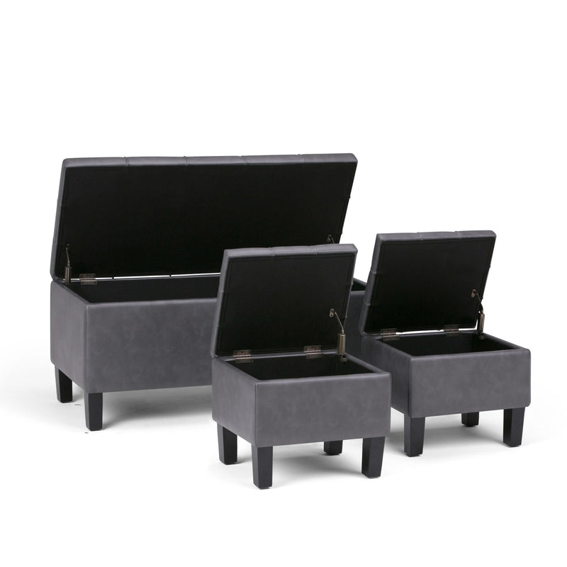 Dover - 3 Piece Storage Ottoman Contemporary Design - R&R Furniture Gallery (Fountain Valley, CA)