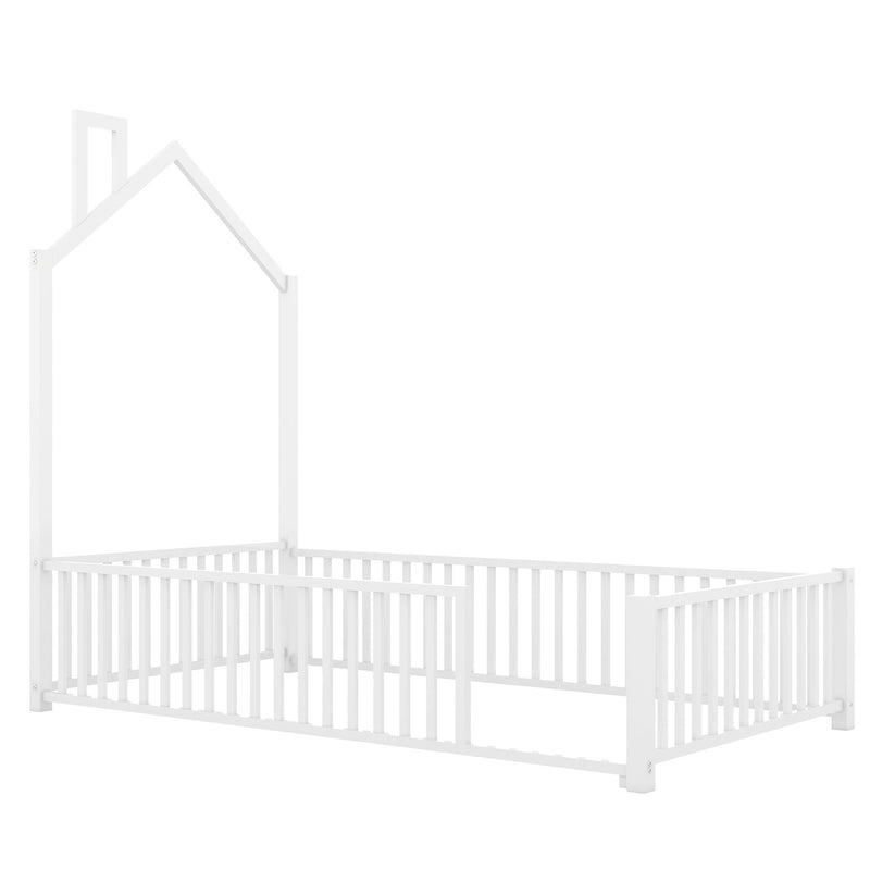 Metal House Platform Bed With Guardrail And Chimney - R&R Furniture Gallery (Fountain Valley, CA)