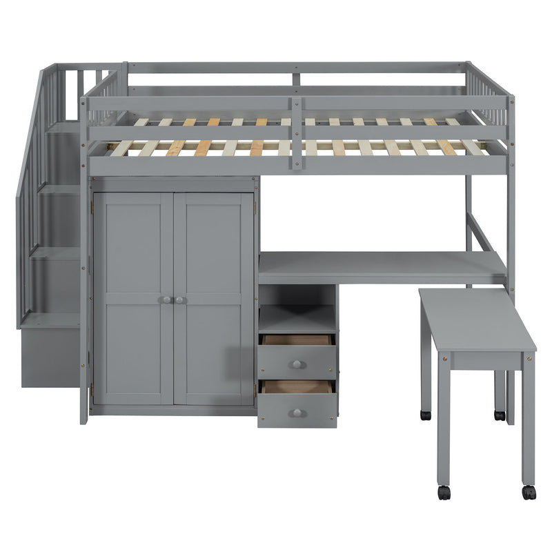 Loft Bed With Stairs, Bookshelf, Drawers, Desk & Wardrobe, Space Saving Multifunctional Furniture - R&R Furniture Gallery (Fountain Valley, CA)
