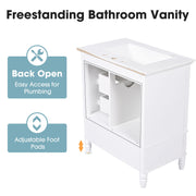 30" Bathroom Vanity With Sink, 3 Drawers, Adjustable Feet - R&R Furniture Gallery (Fountain Valley, CA)