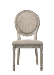 Faustine - Side Chair (Set of 2) - Tan Fabric & Salvaged Light Oak - R&R Furniture Gallery (Fountain Valley, CA)