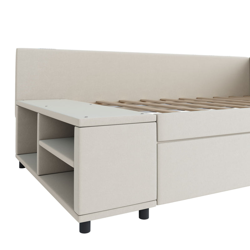 L Shaped Upholstered Platform Bed With Storage And Drawers - R&R Furniture Gallery (Fountain Valley, CA)