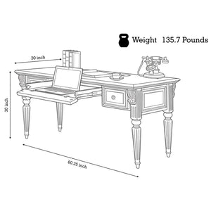 Huntington - Writing Desk - Antique Vintage Pecan