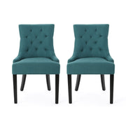Dining Chair (Set of 2) With Upholstered Diamond Tufting And Espresso Birch Legs - Teal - R&R Furniture Gallery (Fountain Valley, CA)