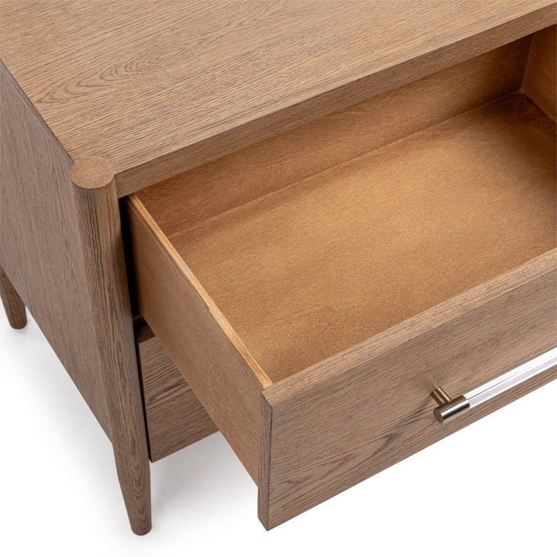 Alisen 2-drawer Napa Grove accent nightstand by Classic Home, featuring wood grain finish and modern design.