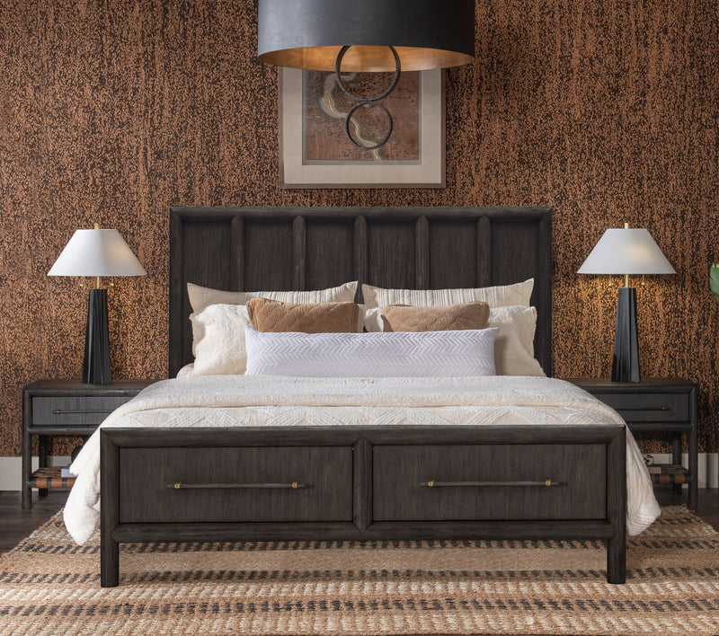 Dorsey King-size Wooden Two Drawer Storage Bed in Basalt Grey