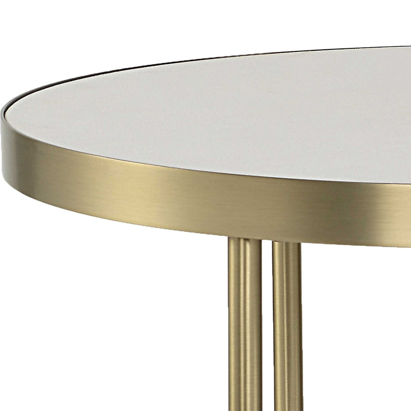 Uttermost Aragon nesting accent tables set of 2 with sleek wood finish and modern design, shown stacked together in a stylish living room setting.