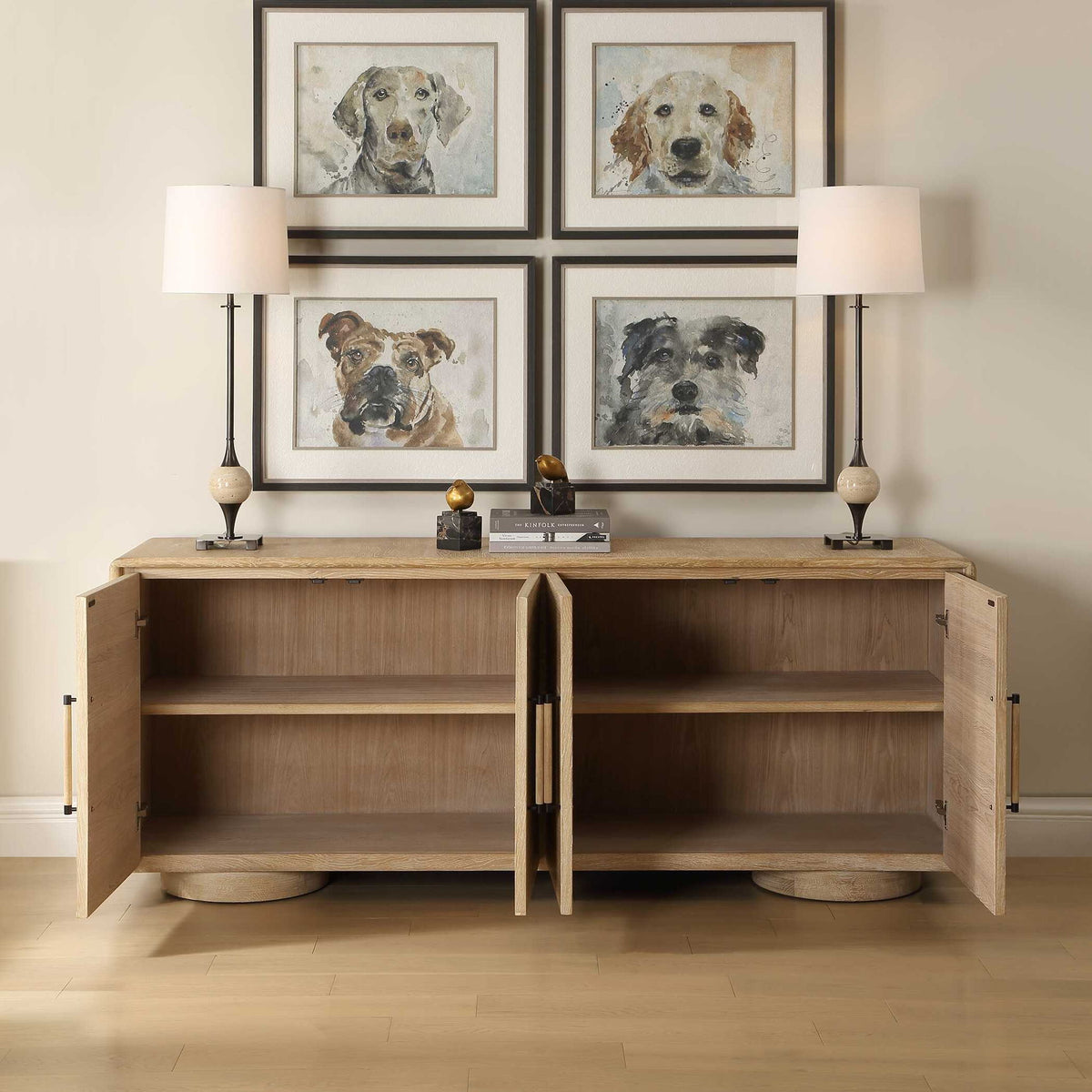 Evanston - 4 Door Natural Oak Cabinet - Woodtone