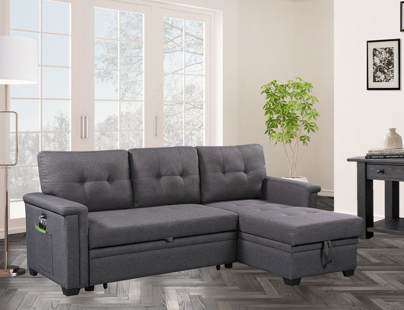 Nathan - Reversible Sleeper Sectional Sofa With Storage Chaise, USB Charging Ports And Pocket - R&R Furniture Gallery (Fountain Valley, CA)