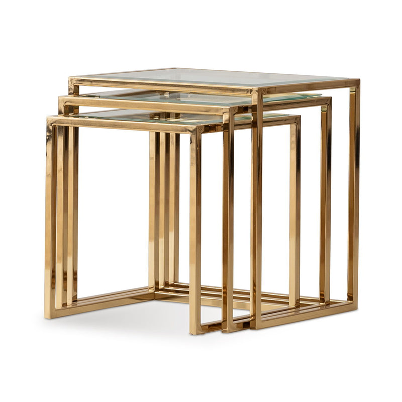 Savannah Breeze - Nesting Tables (Set of 3) - Bright Gold - R&R Furniture Gallery (Fountain Valley, CA)