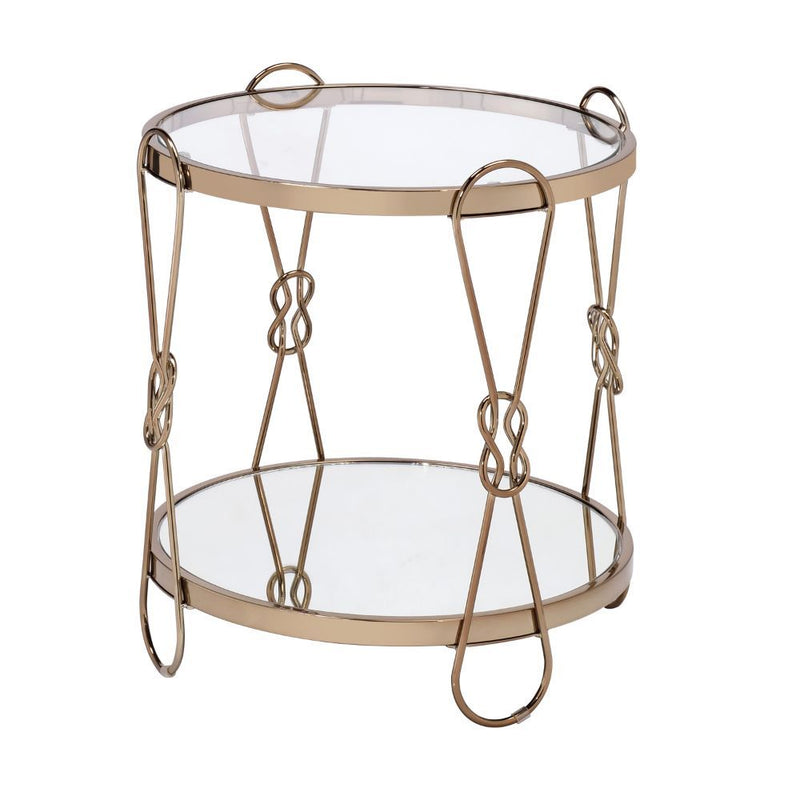 Zekera - End Table - Mirrored & Champagne - R&R Furniture Gallery (Fountain Valley, CA)