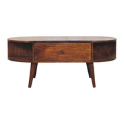 Oval Coffee Table With 1 Drawer - Chestnut - R&R Furniture Gallery (Fountain Valley, CA)