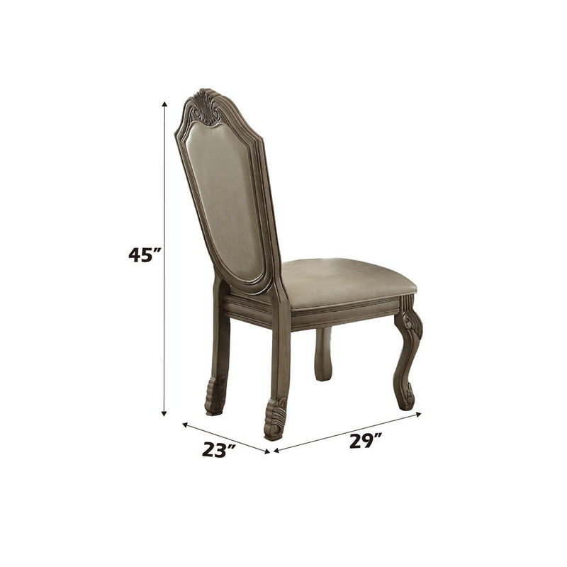 Chateau De Ville - Side Chair (Set of 2) - Synthetic Leather & Antique White - R&R Furniture Gallery (Fountain Valley, CA)