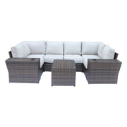 Outdoor Wicker Sectional With Weather Resistant Cushions And Table - R&R Furniture Gallery (Fountain Valley, CA)