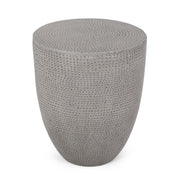Outdoor lightweight concrete side table by Noble House with natural finish, suitable for patio or garden decor.