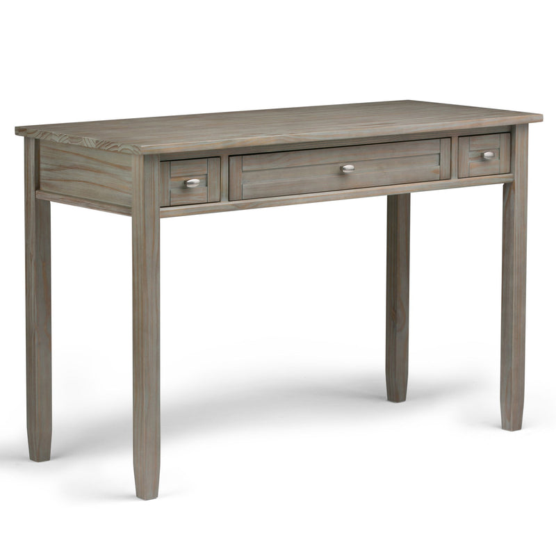 Handcrafted Warm Shaker desk by Simpli-Home featuring a natural wood finish and sleek design for writing and workspace.