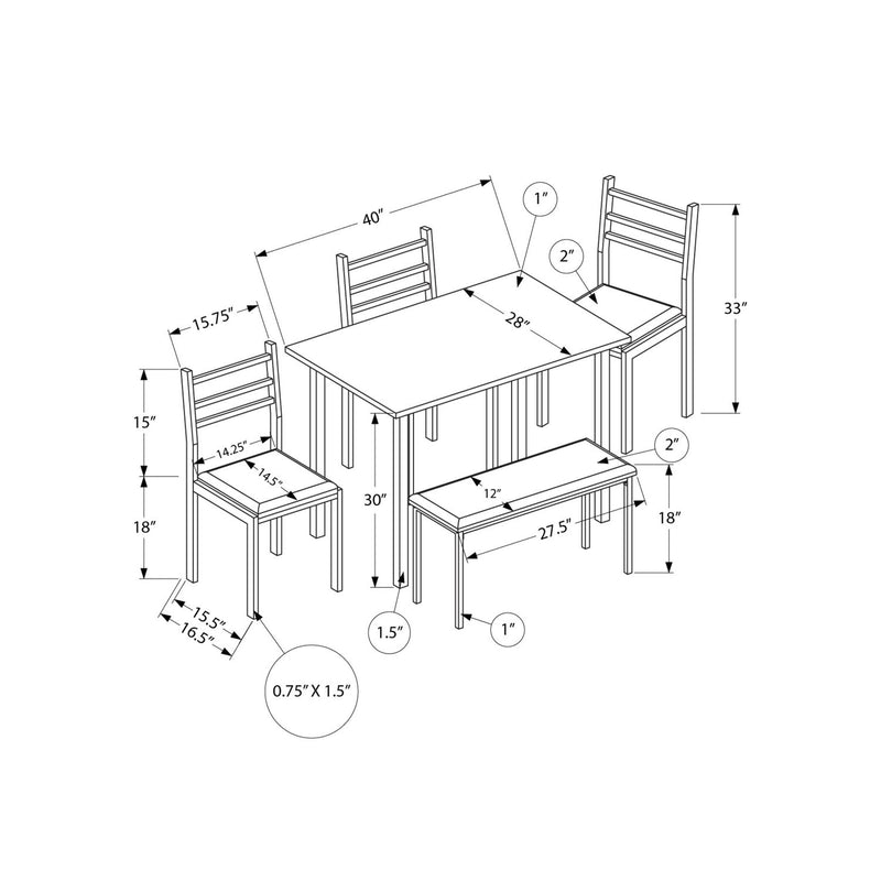Dining Set, 5 Pieces Set, Rectangular, Small, Contemporary & Modern - R&R Furniture Gallery (Fountain Valley, CA)