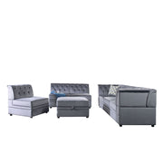 Bois II - Modular Armless Chair - Gray Velvet - R&R Furniture Gallery (Fountain Valley, CA)