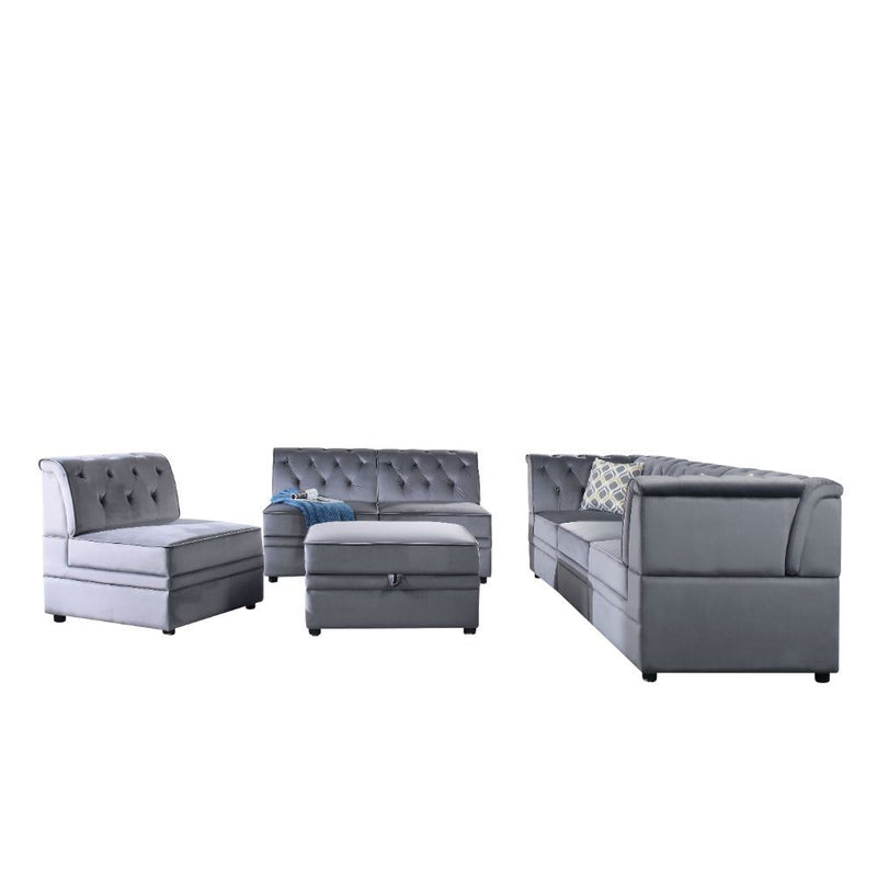 Bois II - Modular Armless Chair - Gray Velvet - R&R Furniture Gallery (Fountain Valley, CA)
