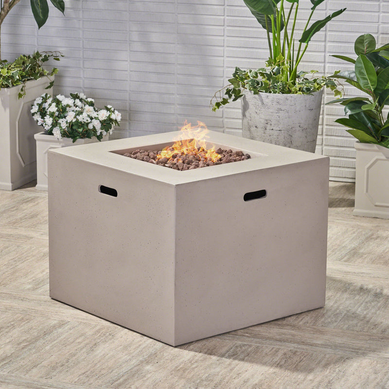 Outdoor Patio Square Gas Burning Concrete Fire Pit 40, 000 Btu
