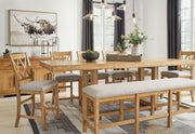 Havonplane - XL Counter Height Upholstered Dining Bench - Brown - R&R Furniture Gallery (Fountain Valley, CA)