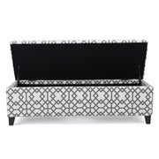 Quotient - Upholstered Storage Ottoman With Tapered Block Feet - Gray / White - R&R Furniture Gallery (Fountain Valley, CA)