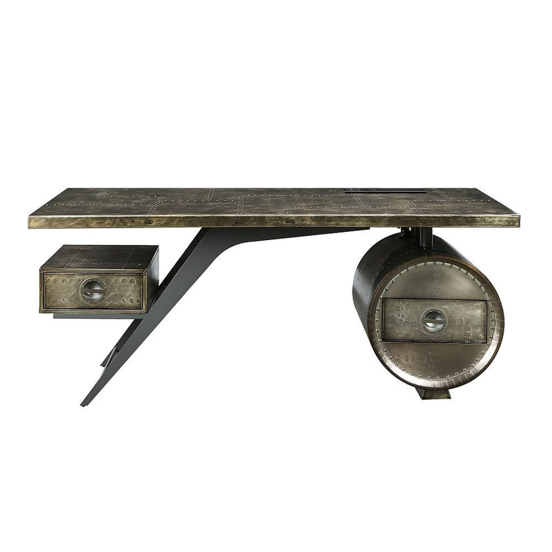 Brancaster - Executive Writing Desk With USB - Bronze Aluminum - R&R Furniture Gallery (Fountain Valley, CA)