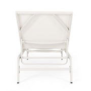 Noble House Finn outdoor chaise lounge with modern design and cushioned seating, perfect for relaxing in the backyard or patio.