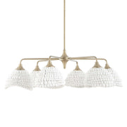 White Biddeford 6-light beaded pendant light by Uttermost, featuring intricate beaded design and elegant pendant lighting style.