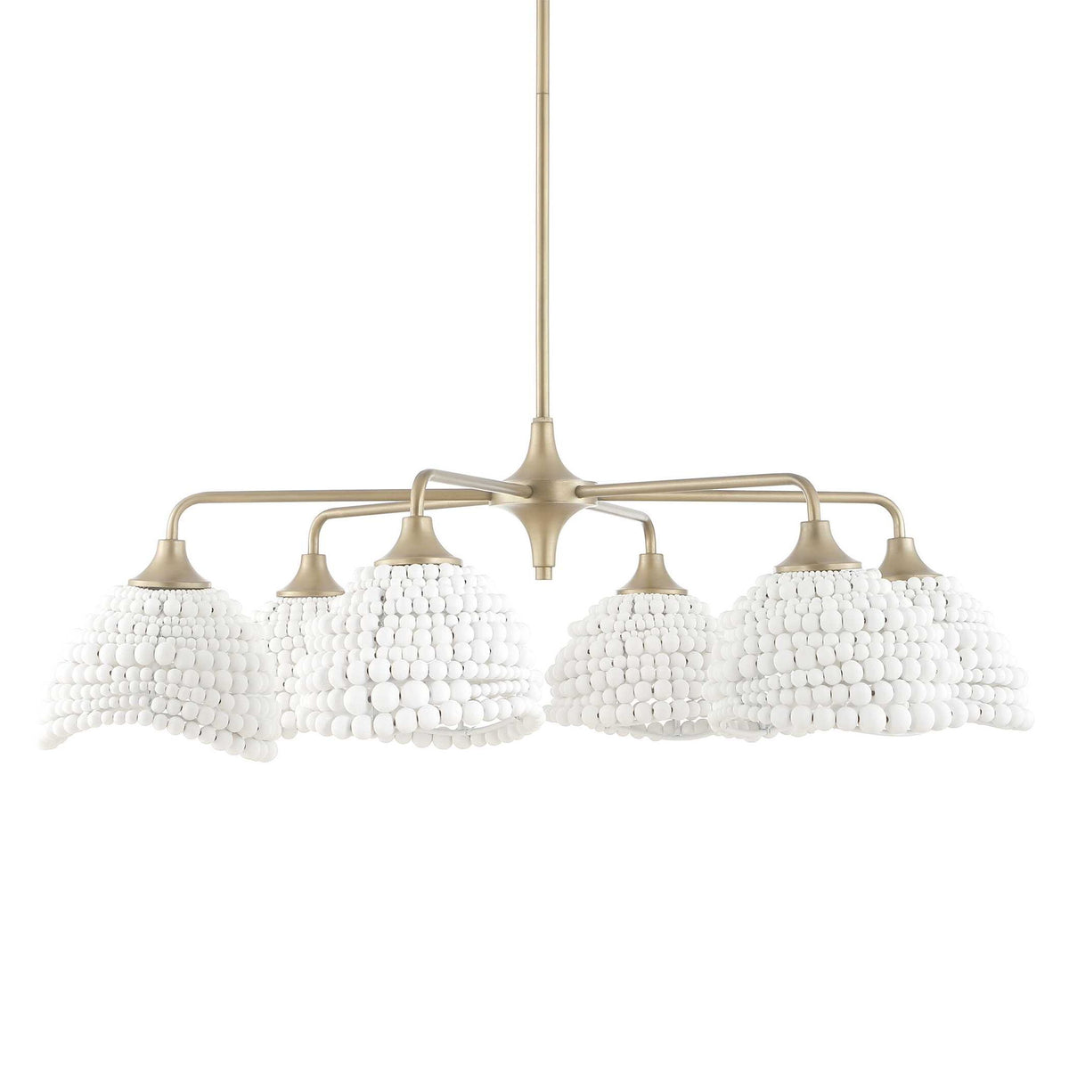 White Biddeford 6-light beaded pendant light by Uttermost, featuring intricate beaded design and elegant pendant lighting style.