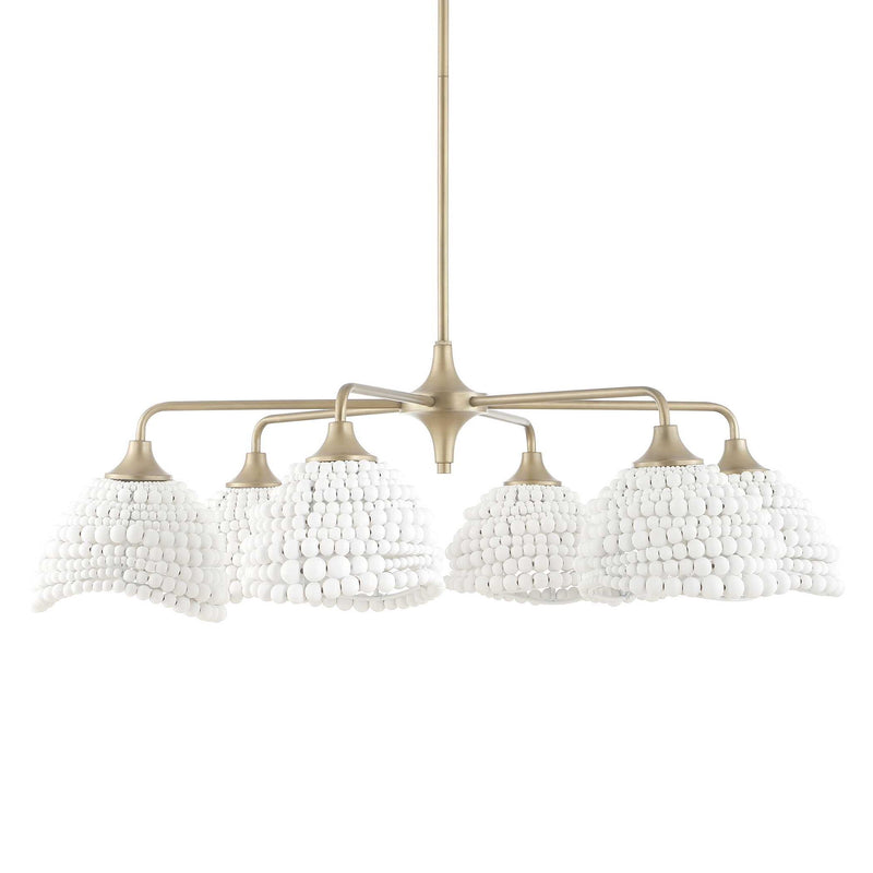 White Biddeford 6-light beaded pendant light by Uttermost, featuring intricate beaded design and elegant pendant lighting style.