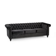 Noble House Chesterfield style 3-seater sofa with deep button tufting and elegant rolled arms, stationary design in a luxurious upholstery.