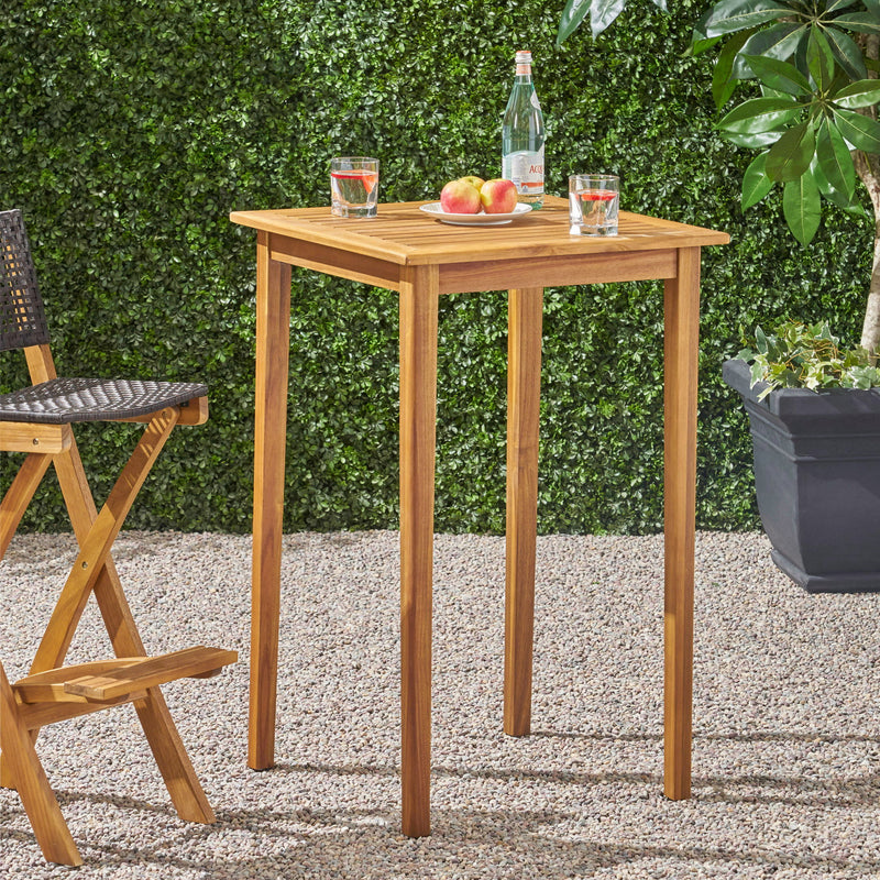 Outdoor Minimalist Acacia Wood Square Bar Table - R&R Furniture Gallery (Fountain Valley, CA)