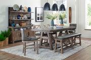 Lodge Dining - Upholstered “X” Back Counter Chair (Set of 2) - Siltstone - R&R Furniture Gallery (Fountain Valley, CA)