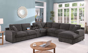 Celine - Corner Sectional Sofa With Right Facing Chaise, Cupholders, And Charging Ports - Gray - R&R Furniture Gallery (Fountain Valley, CA)
