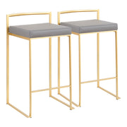 Lumi Source Fuji contemporary glam counter stool set with sleek seats and metal legs, ideal for modern kitchen or bar areas.