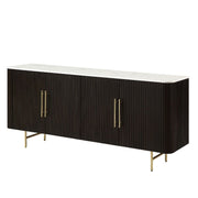 Clayten - Server - White Natural Marble Top & Espresso - R&R Furniture Gallery (Fountain Valley, CA)