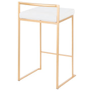 Lumi Source Fuji contemporary glam counter stool set with sleek design, featuring cushioned seats and modern metal legs.