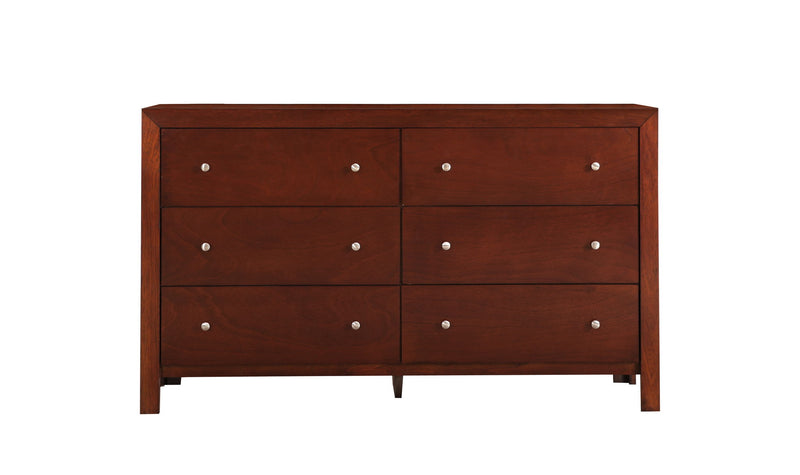 Glory Furniture Summit cherry dresser with multiple drawers and sleek wood finish, ideal for bedroom storage.