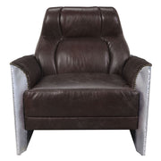Brancaster - Accent Chair - Espresso Top Grain Leather & Aluminum - R&R Furniture Gallery (Fountain Valley, CA)