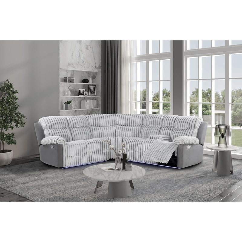Bruni - Sectional Sofa With LED Lighting And Manual Recline - Gray - R&R Furniture Gallery (Fountain Valley, CA)