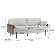 Noble House mid-century moderne stationary sofa with wood side panels and sleek design, showcasing plush upholstery and elegant style.