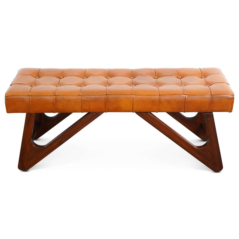 Mia - Bench With Buttons - Brown / Rustic - R&R Furniture Gallery (Fountain Valley, CA)