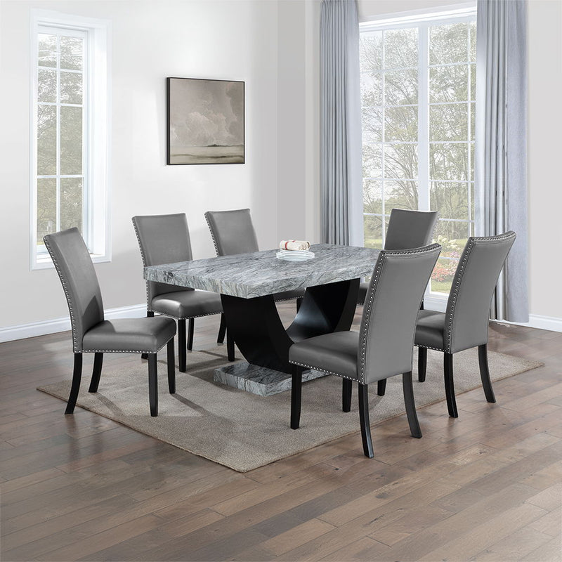 Caralin - Dining Table - Engineered Stone & Black - R&R Furniture Gallery (Fountain Valley, CA)