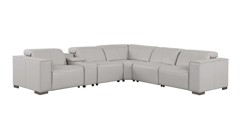 1208 - 6-Piece L-Shaped Leather Reclining Sectional With 3 Power Recliners