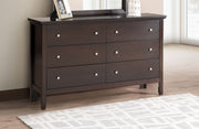Glory Furniture Primo dresser with multiple drawers and sleek wood finish, ideal for modern bedroom storage and organization.